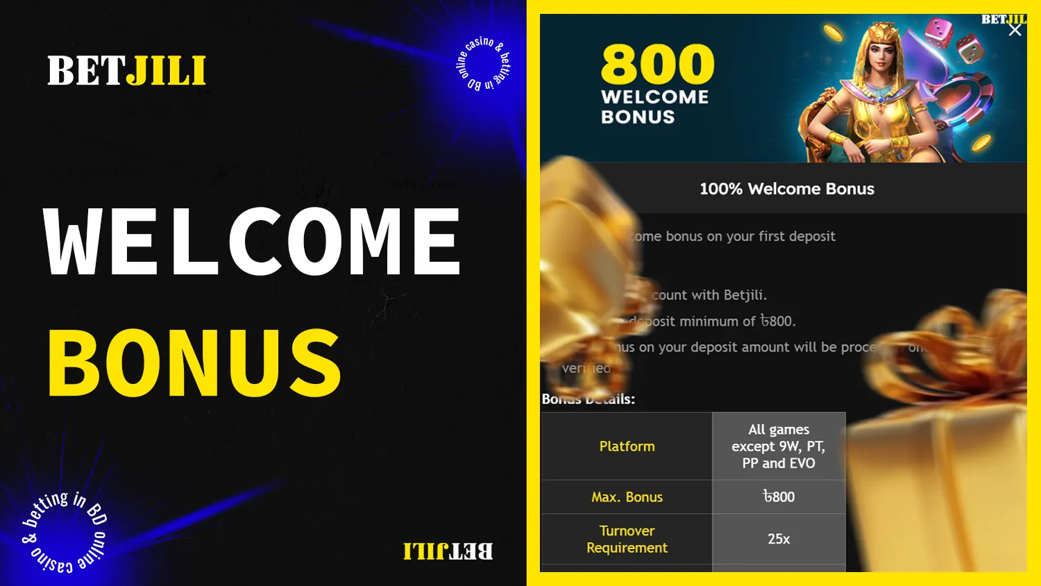 Welcome bonus for new Bengali users of BetJili